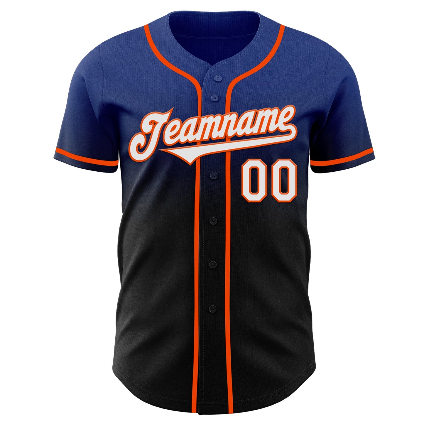 Custom Royal Black-Orange Authentic Fade Fashion Baseball Jersey view 2