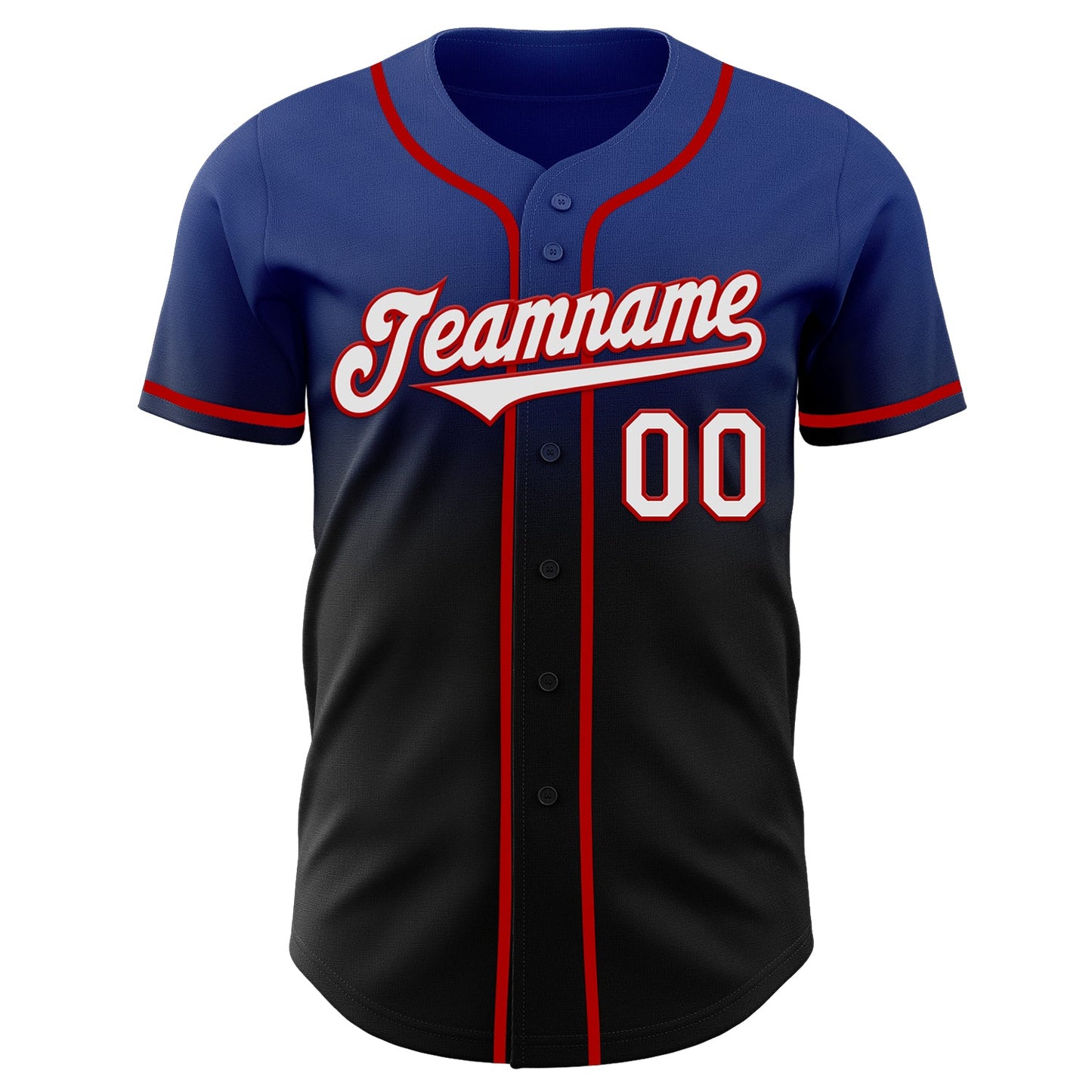 Custom Royal Black-Red Authentic Fade Fashion Baseball Jersey view 2
