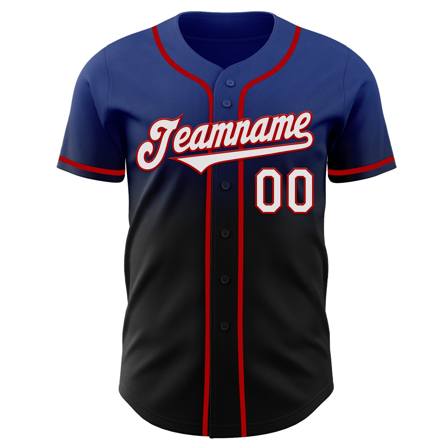 Custom Royal Black-Red Authentic Fade Fashion Baseball Jersey view 2