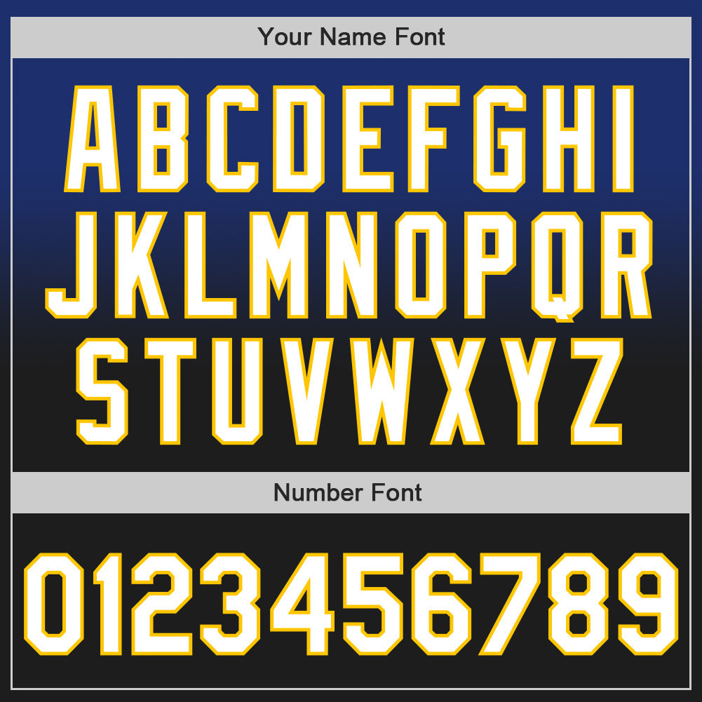Custom Royal Black-Yellow Authentic Fade Fashion Baseball Jersey view 5