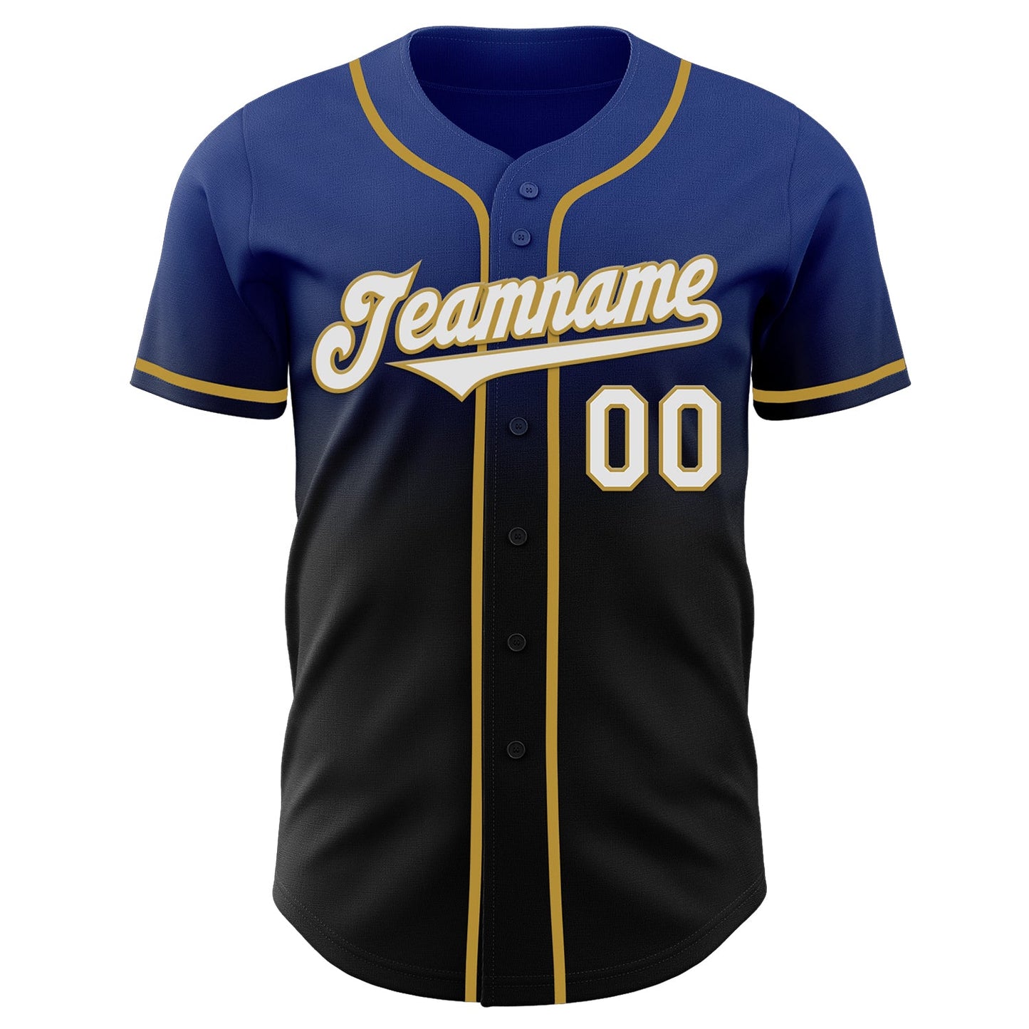 Custom Royal Black-Old Gold Authentic Fade Fashion Baseball Jersey view 2