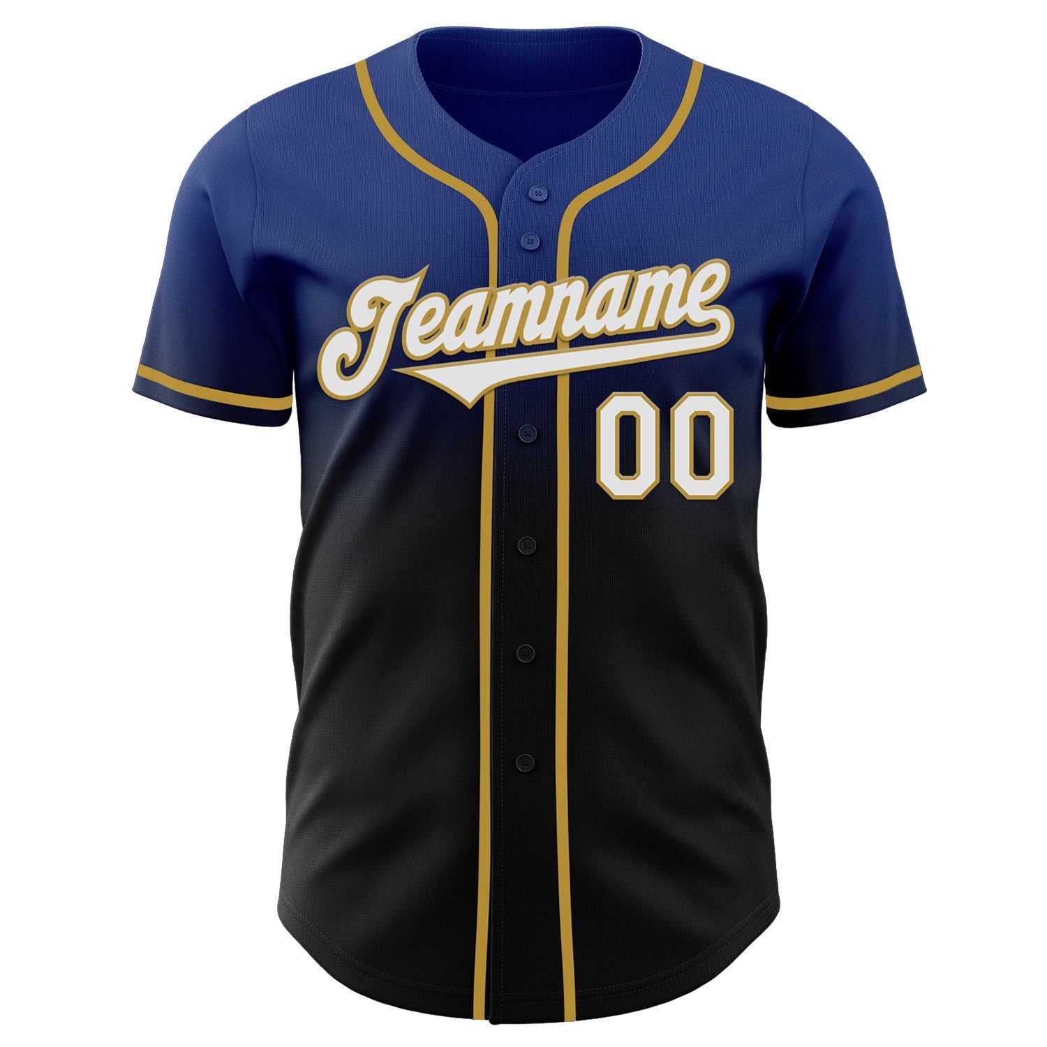 Custom Royal Black-Old Gold Authentic Fade Fashion Baseball Jersey view 2