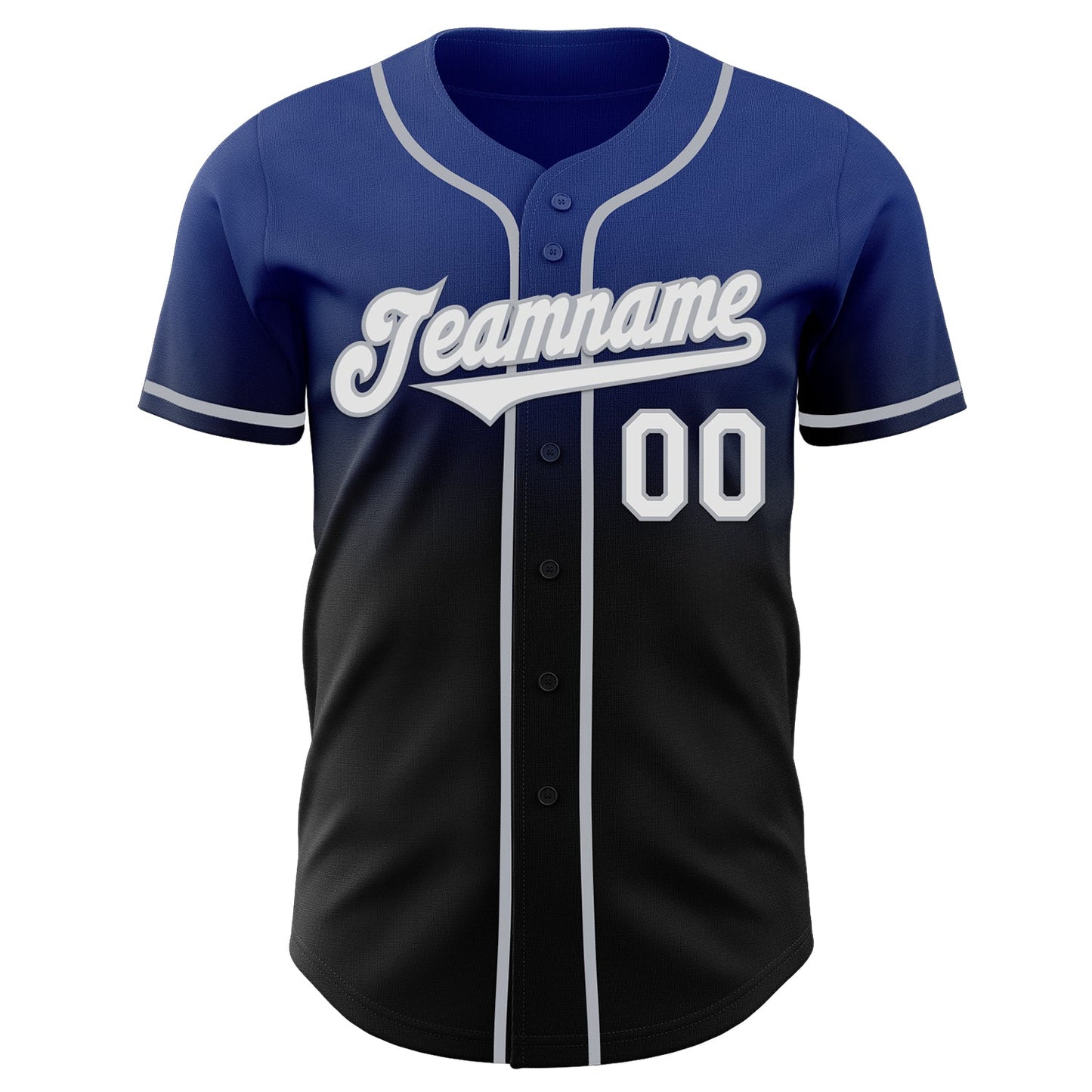 Custom Royal Black-Gray Authentic Fade Fashion Baseball Jersey view 2