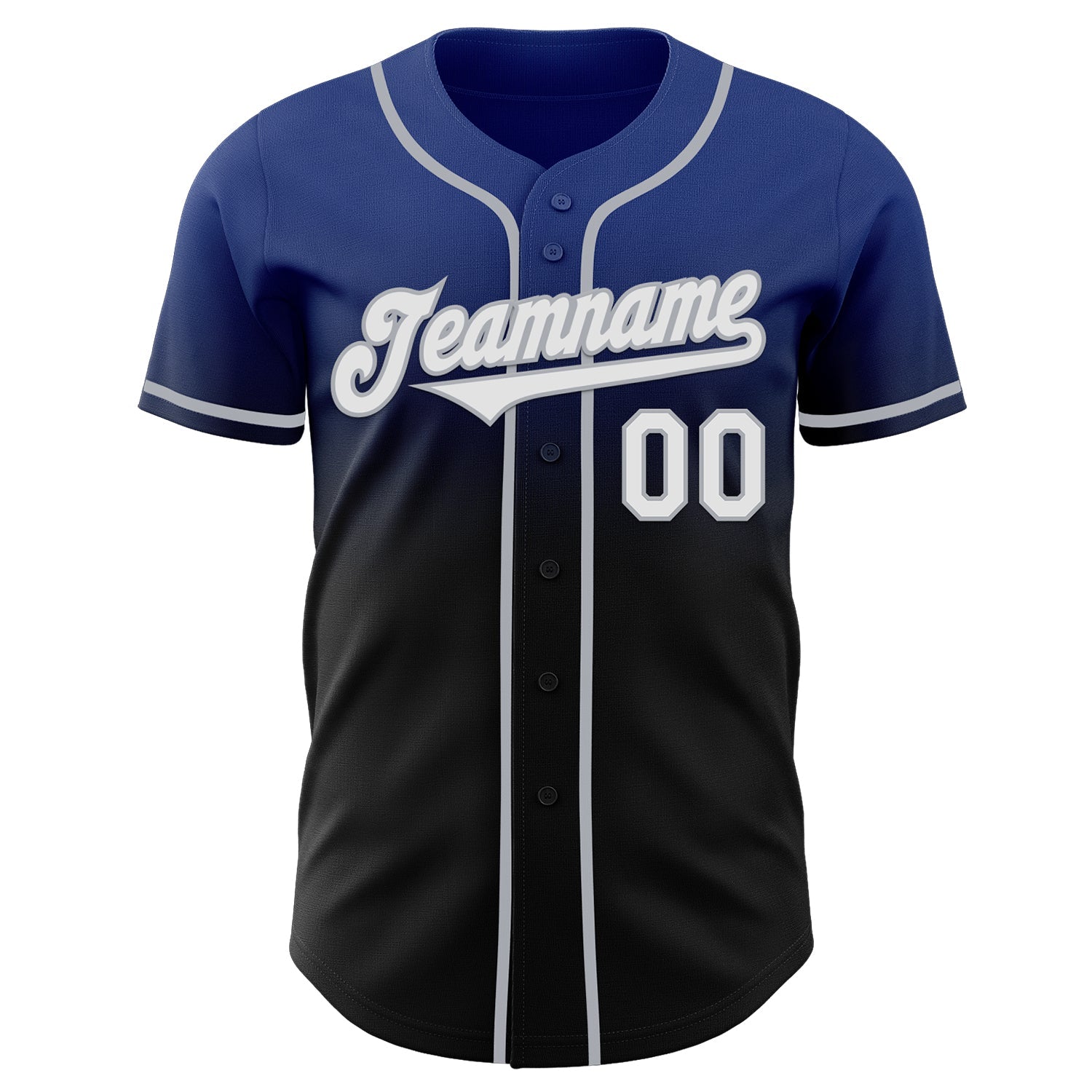 Custom Royal Black-Gray Authentic Fade Fashion Baseball Jersey view 2
