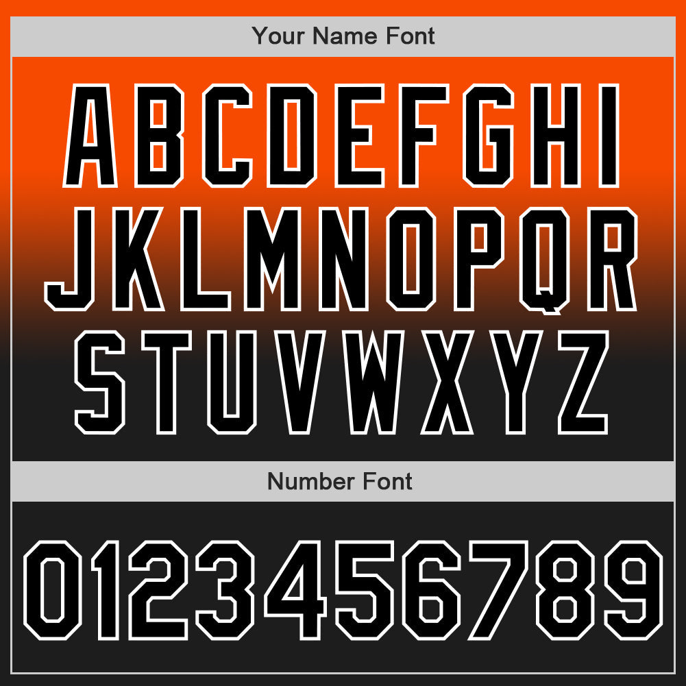 Custom Orange Black-White Authentic Fade Fashion Baseball Jersey view 5