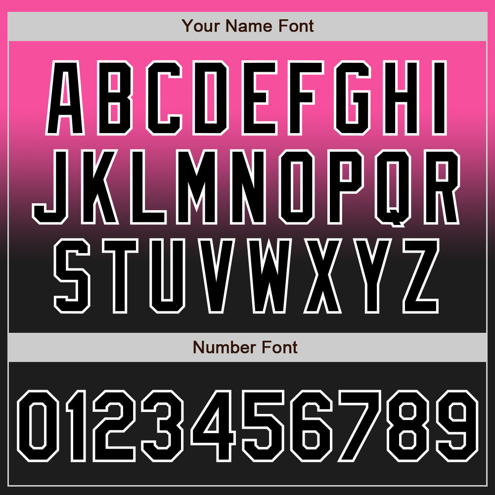 Custom Pink Black-White Authentic Fade Fashion Baseball Jersey view 5