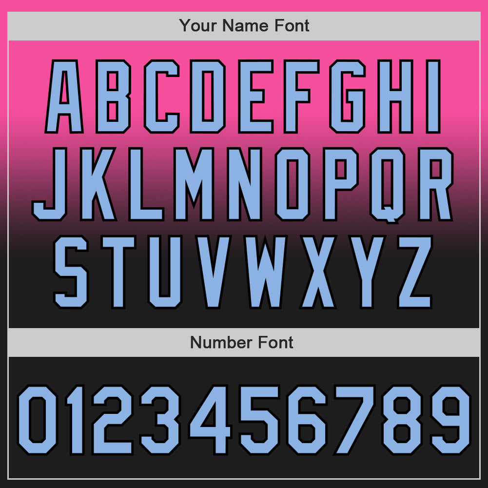 Custom Pink Light Blue-Black Authentic Fade Fashion Baseball Jersey view 5