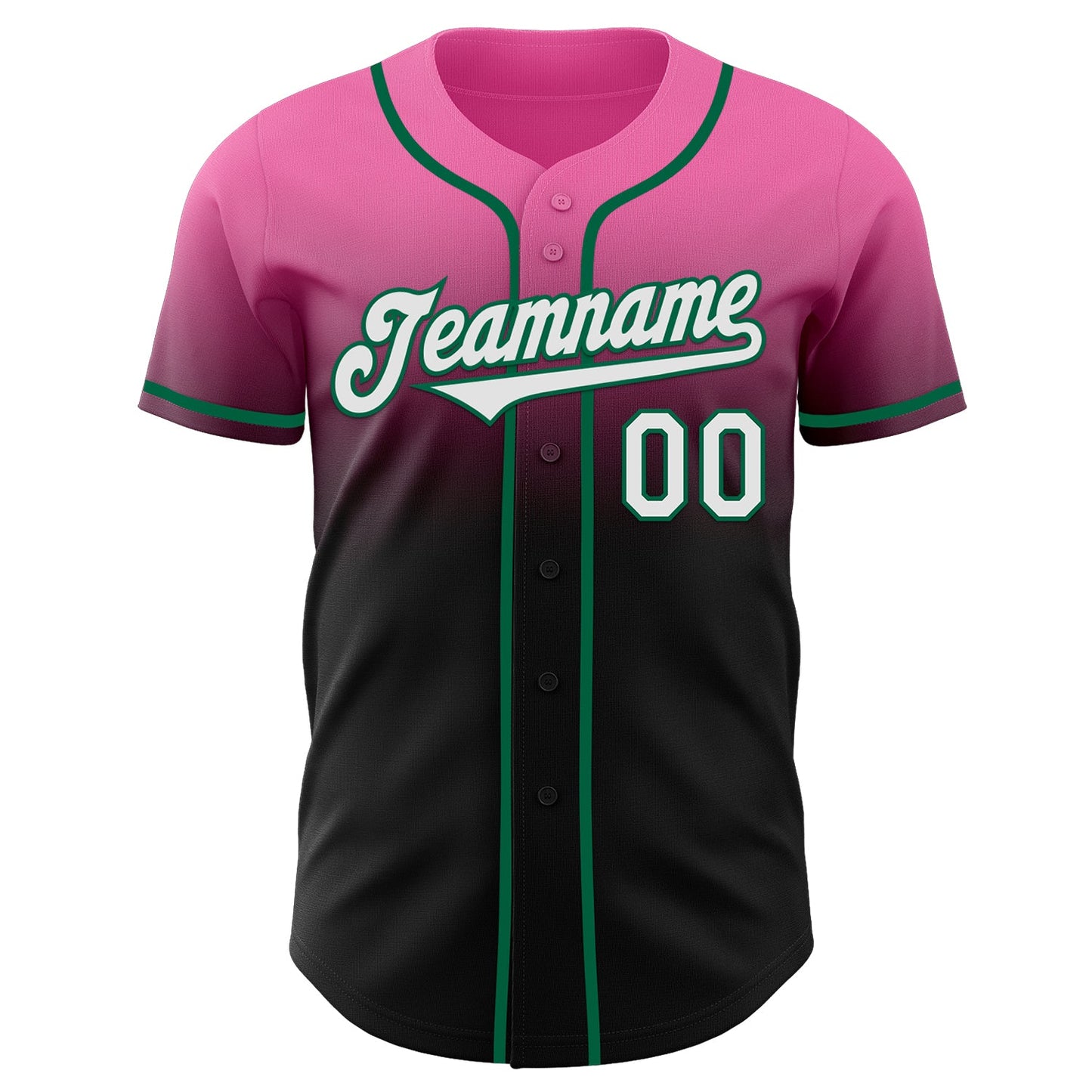 Custom Pink Black-Kelly Green Authentic Fade Fashion Baseball Jersey view 2