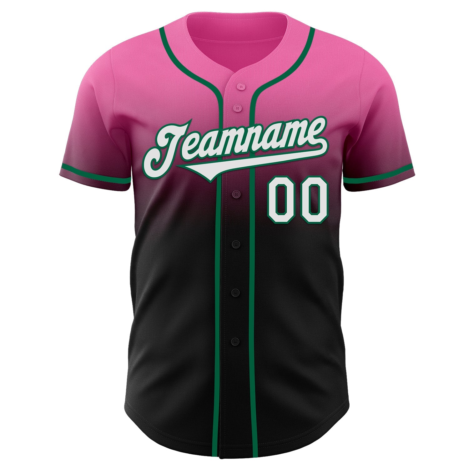 Custom Pink Black-Kelly Green Authentic Fade Fashion Baseball Jersey view 2