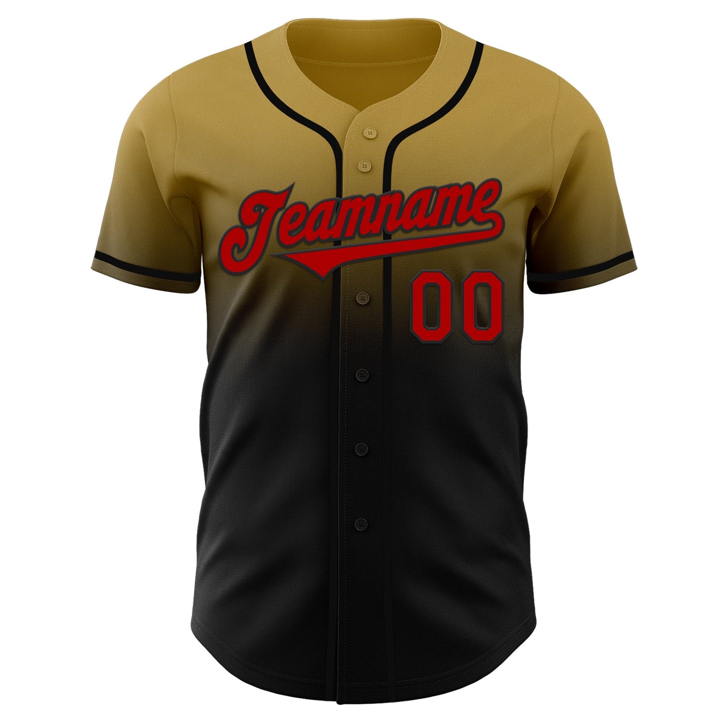Custom Old Gold Red-Black Authentic Fade Fashion Baseball Jersey view 2