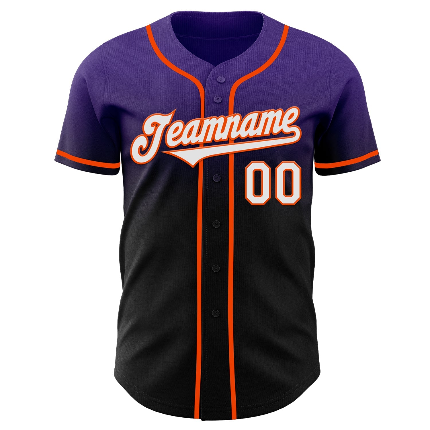 Custom Purple Black-Orange Authentic Fade Fashion Baseball Jersey view 2