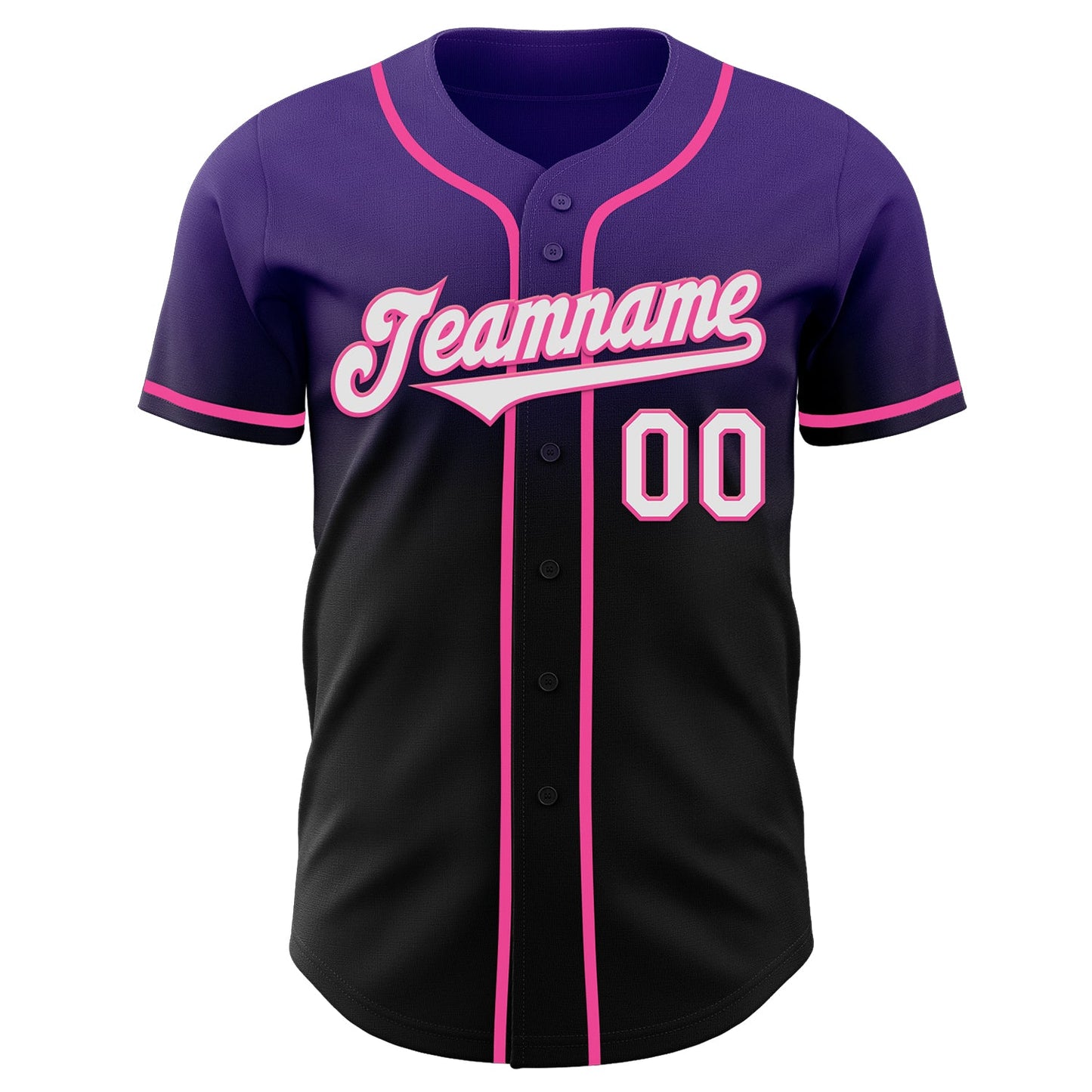 Custom Purple Black-Pink Authentic Fade Fashion Baseball Jersey view 2