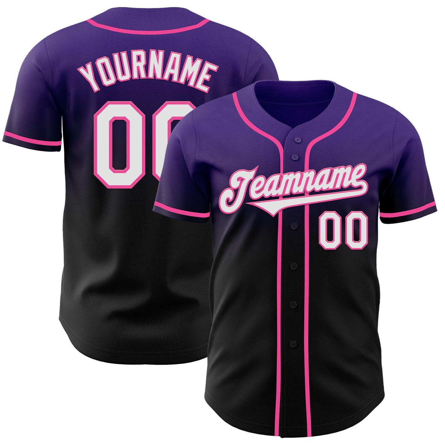Custom Purple Black-Pink Authentic Fade Fashion Baseball Jersey - Main View