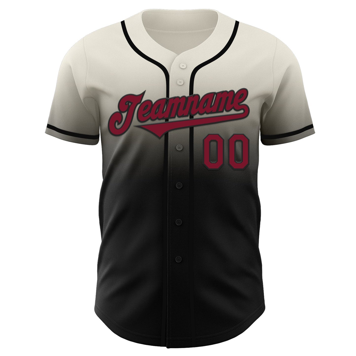 Custom Cream Crimson-Black Authentic Fade Fashion Baseball Jersey view 2