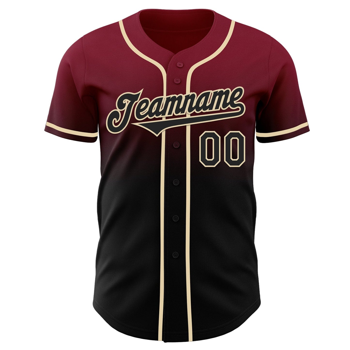 Custom Crimson Black-Cream Authentic Fade Fashion Baseball Jersey view 2