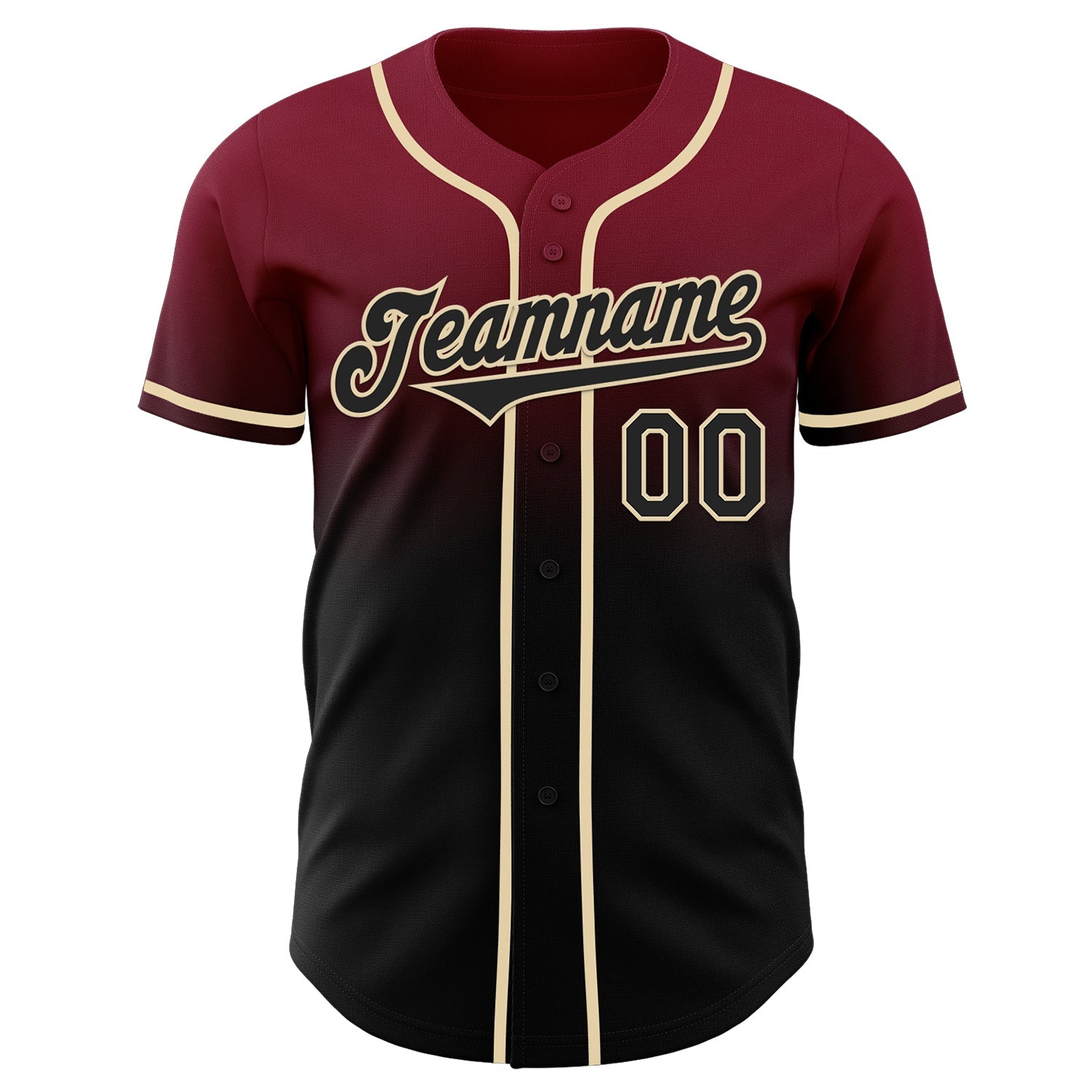 Custom Crimson Black-Cream Authentic Fade Fashion Baseball Jersey view 2