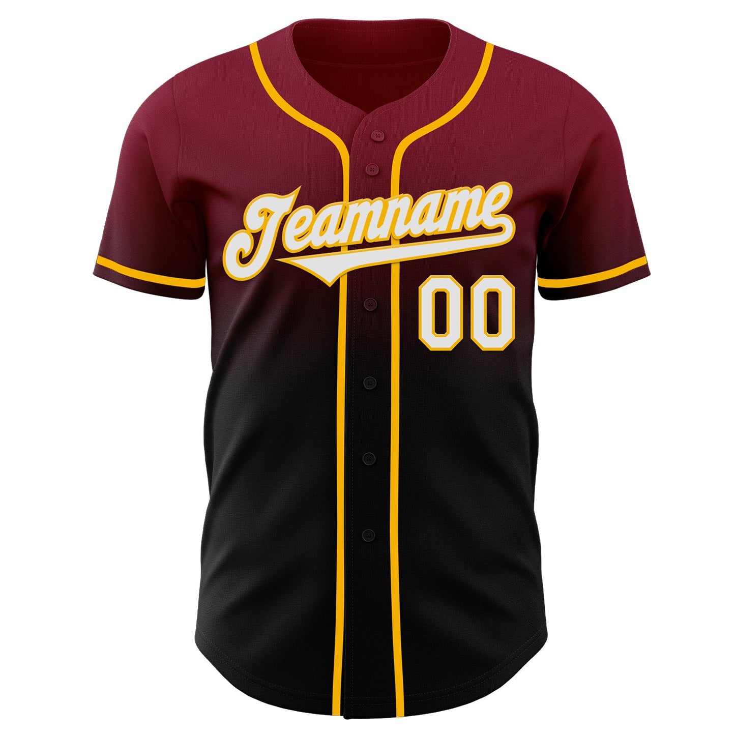 Custom Crimson Black-Gold Authentic Fade Fashion Baseball Jersey view 2