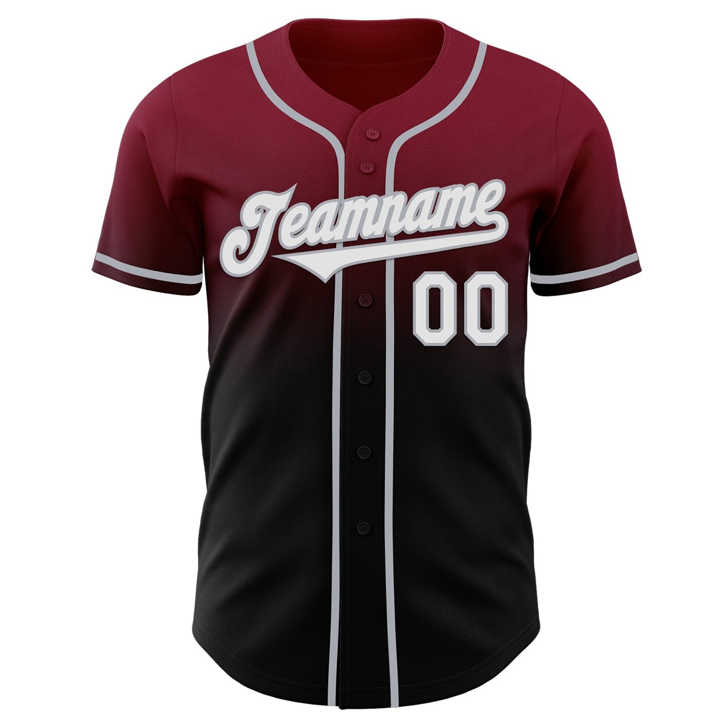 Custom Crimson Black-Gray Authentic Fade Fashion Baseball Jersey view 2