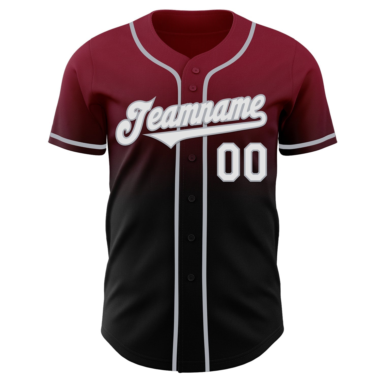 Custom Crimson Black-Gray Authentic Fade Fashion Baseball Jersey view 2