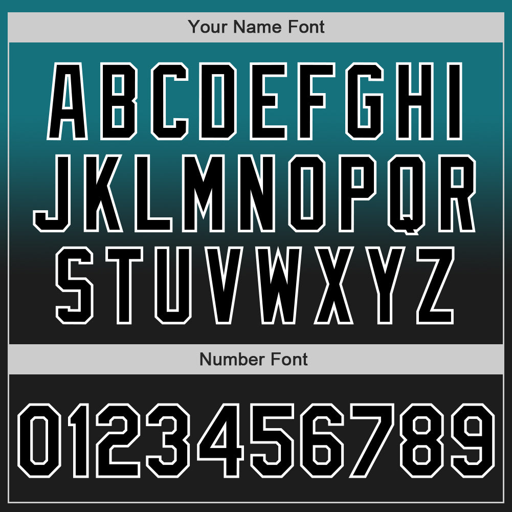 Custom Teal Black-White Authentic Fade Fashion Baseball Jersey view 5