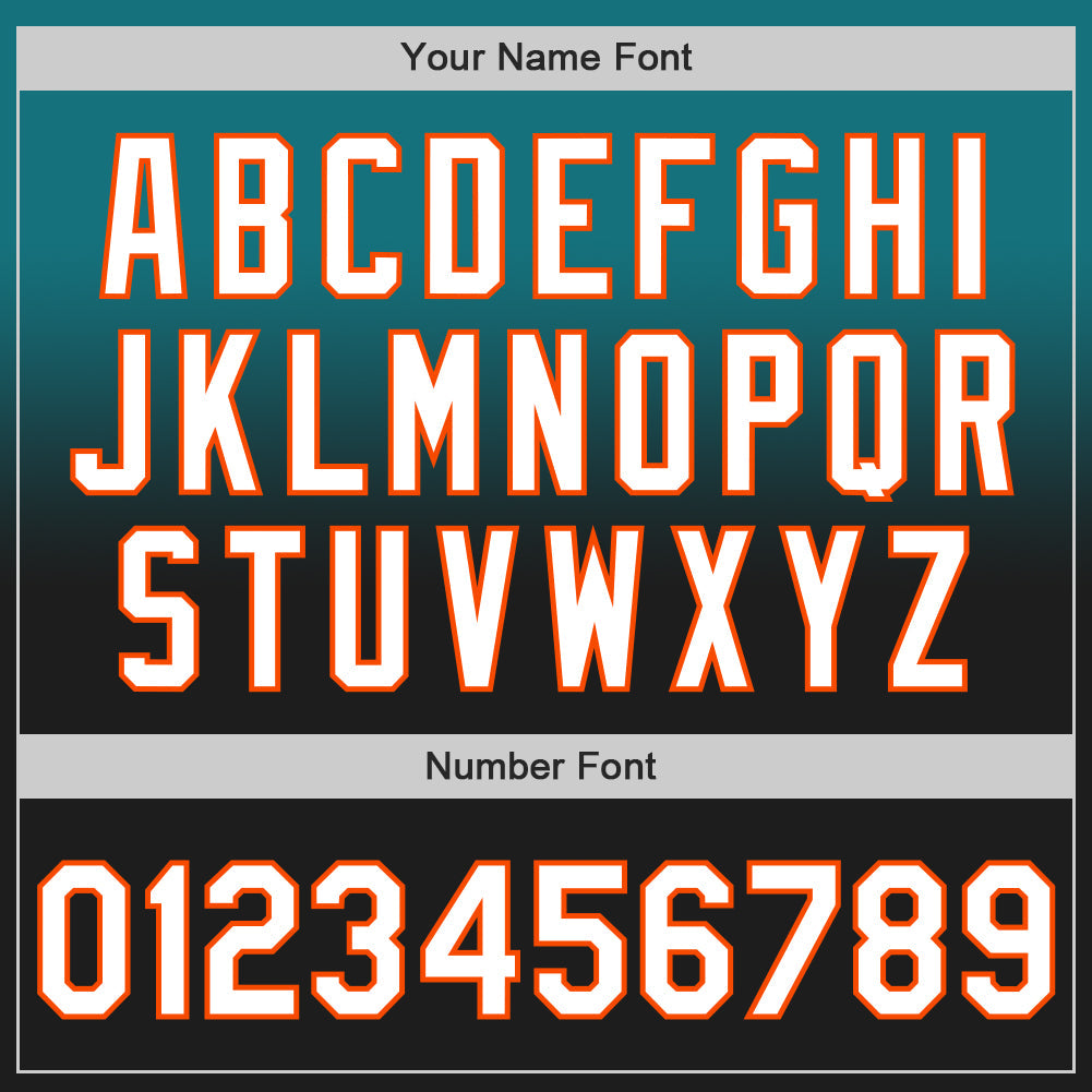 Custom Teal Black-Orange Authentic Fade Fashion Baseball Jersey view 5