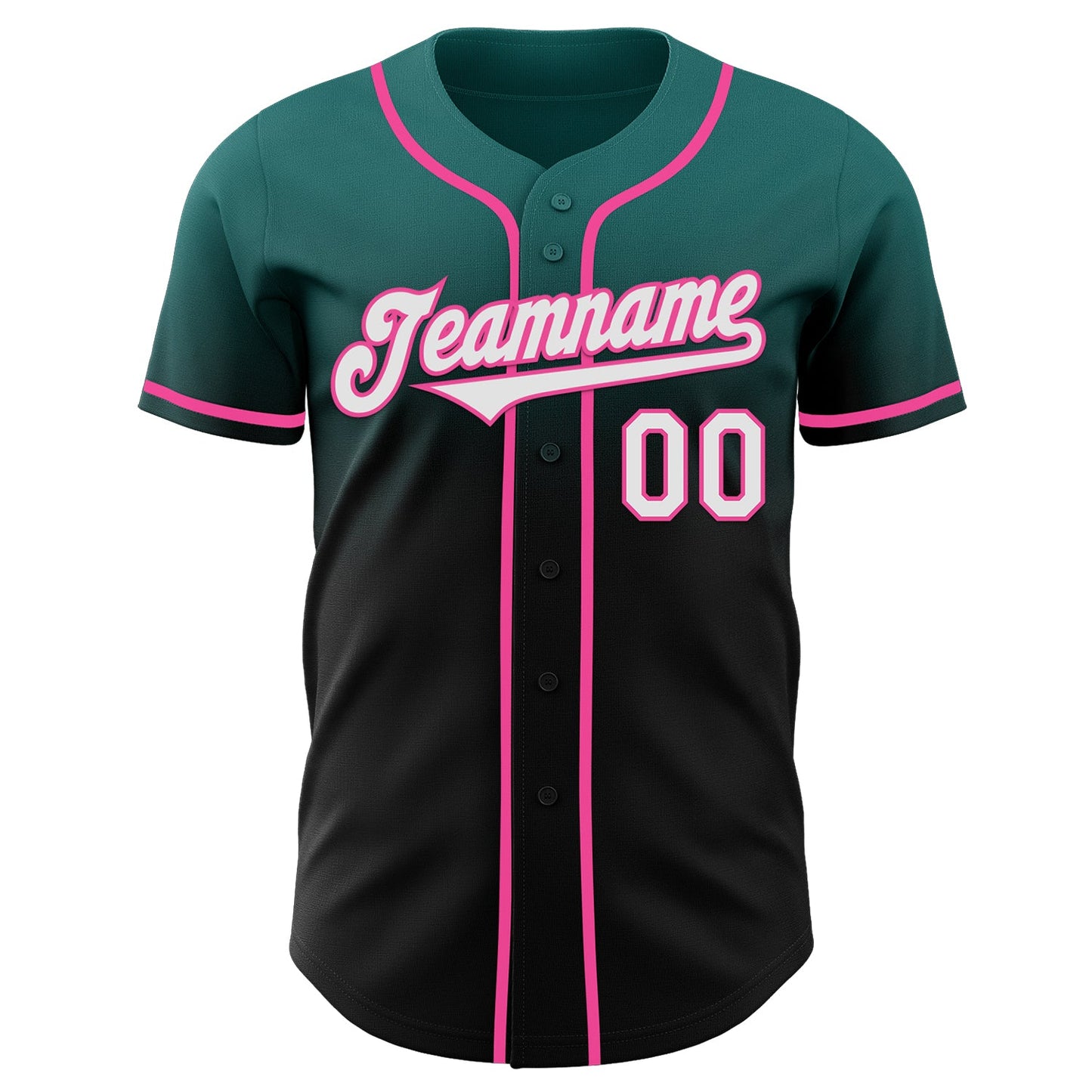 Custom Teal Black-Pink Authentic Fade Fashion Baseball Jersey view 2