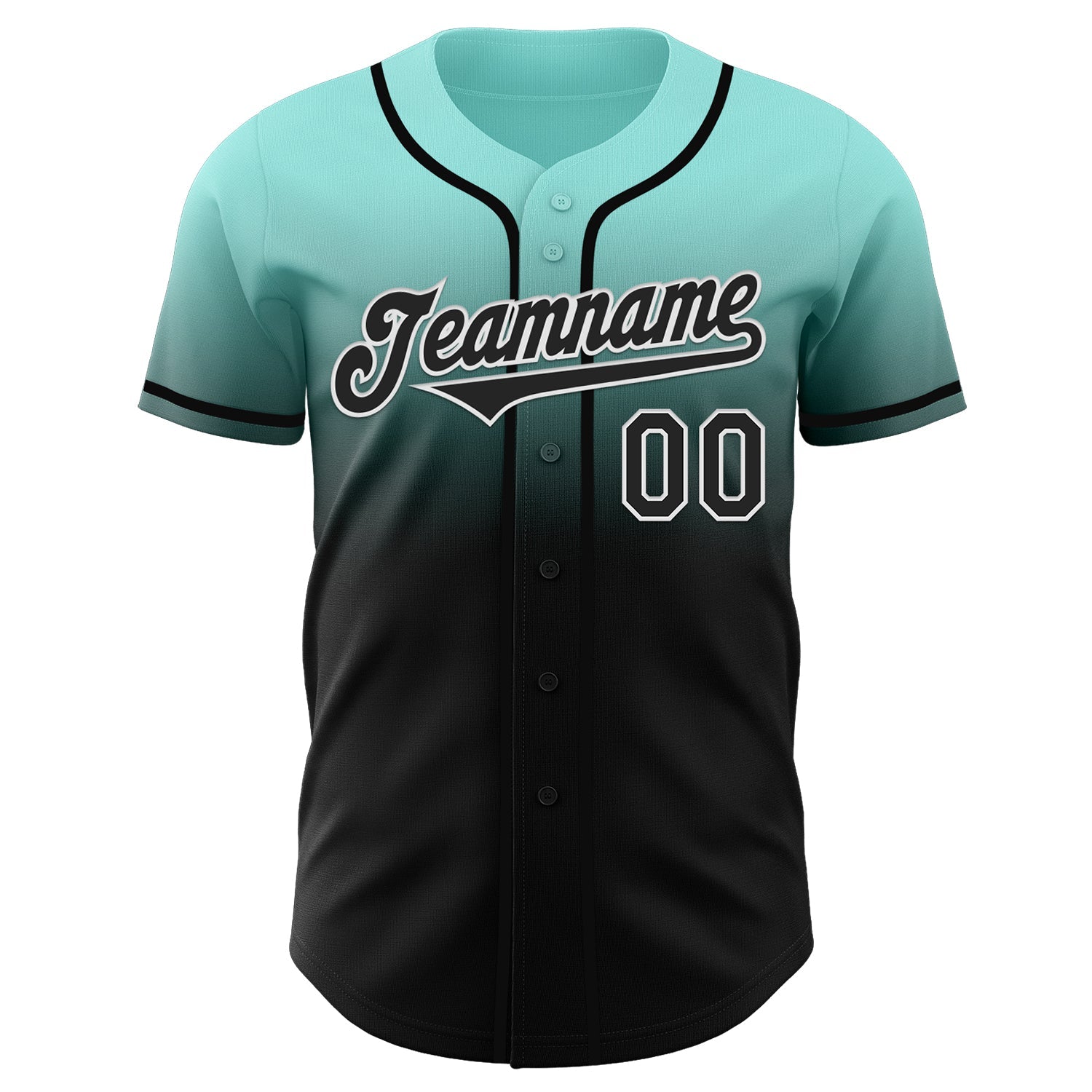 Custom Ice Blue Black-White Authentic Fade Fashion Baseball Jersey view 2
