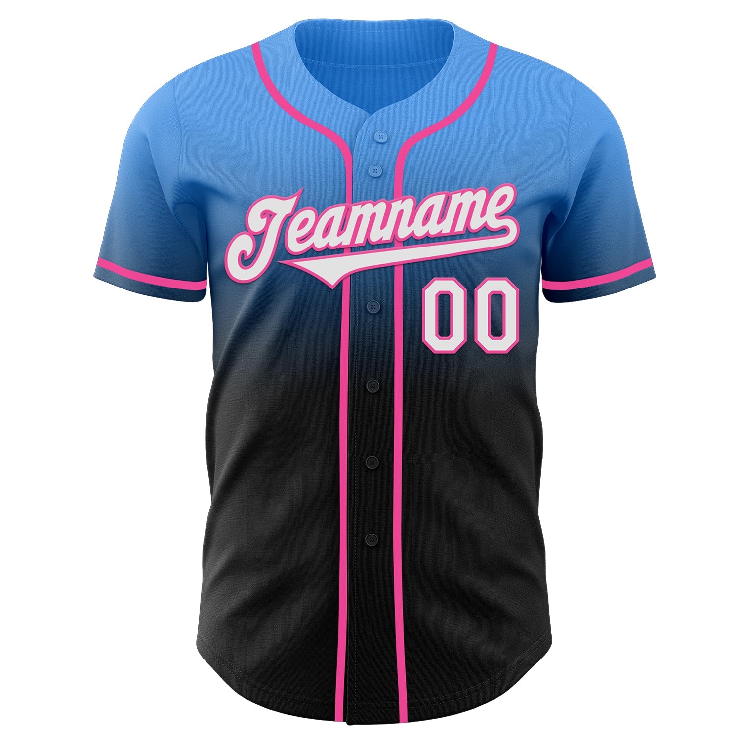 Custom Electric Blue Black-Pink Authentic Fade Fashion Baseball Jersey view 2