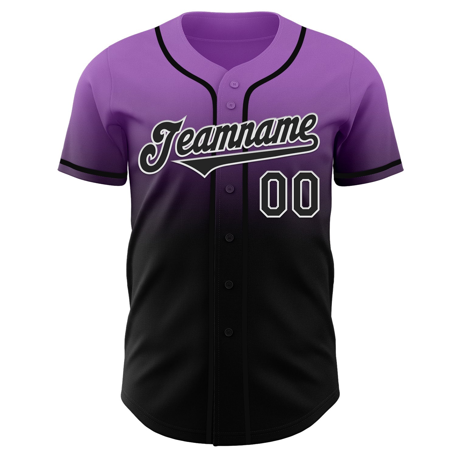Custom Medium Purple Black-White Authentic Fade Fashion Baseball Jersey view 2