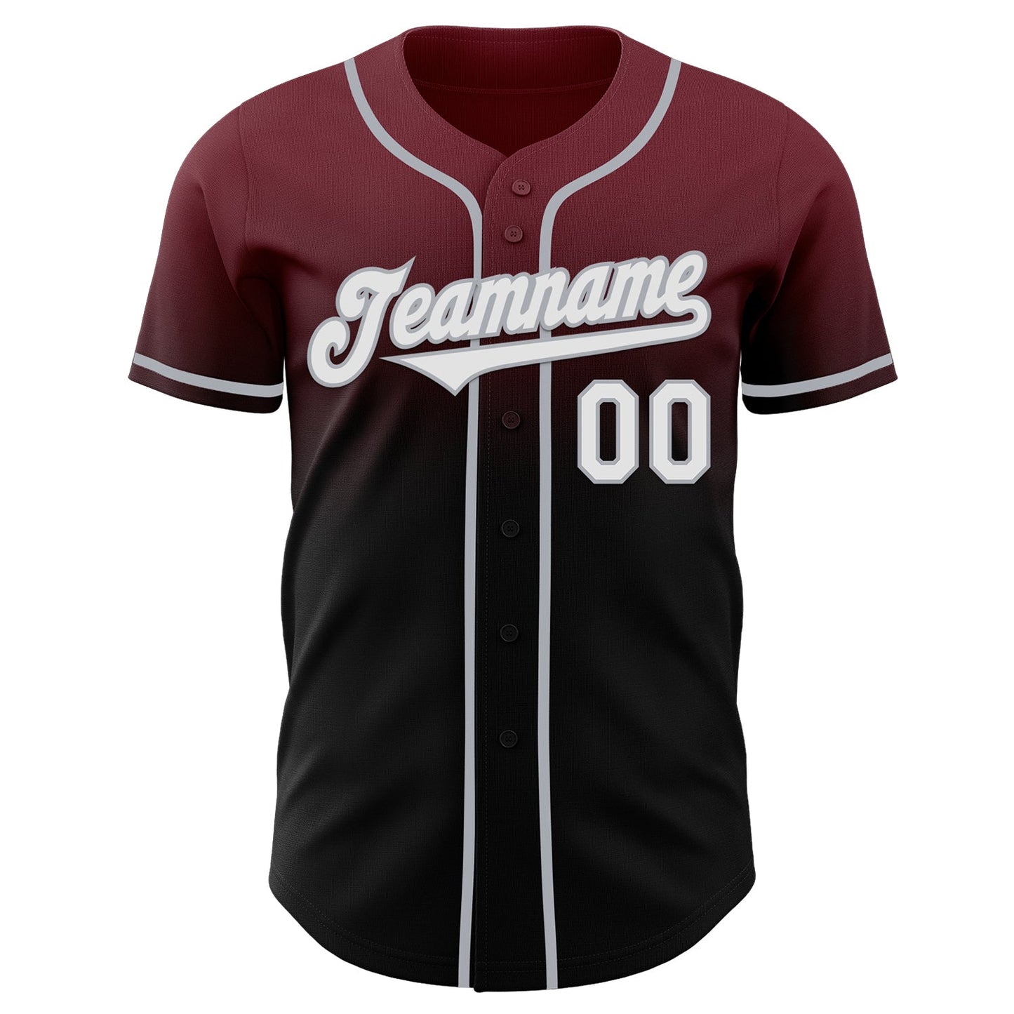 Custom Burgundy Black-Gray Authentic Fade Fashion Baseball Jersey view 2