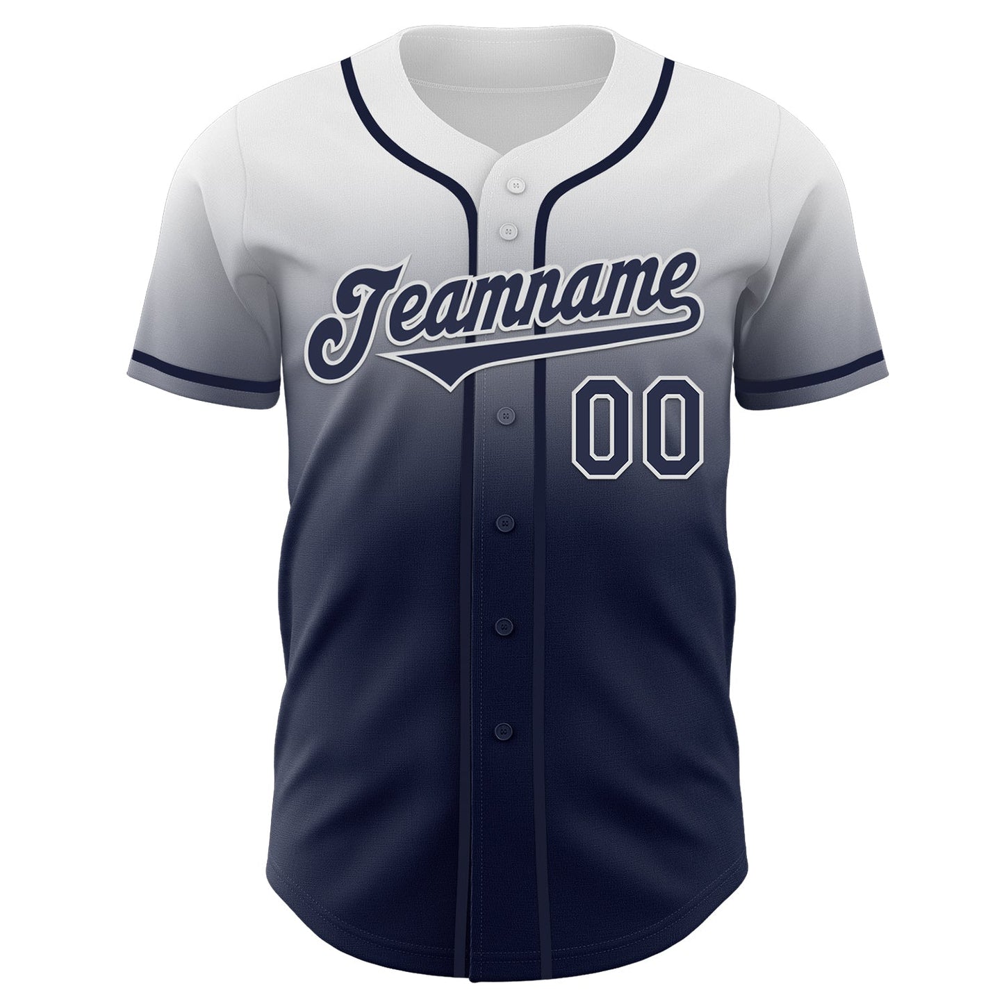 Custom White Navy Authentic Fade Fashion Baseball Jersey view 2