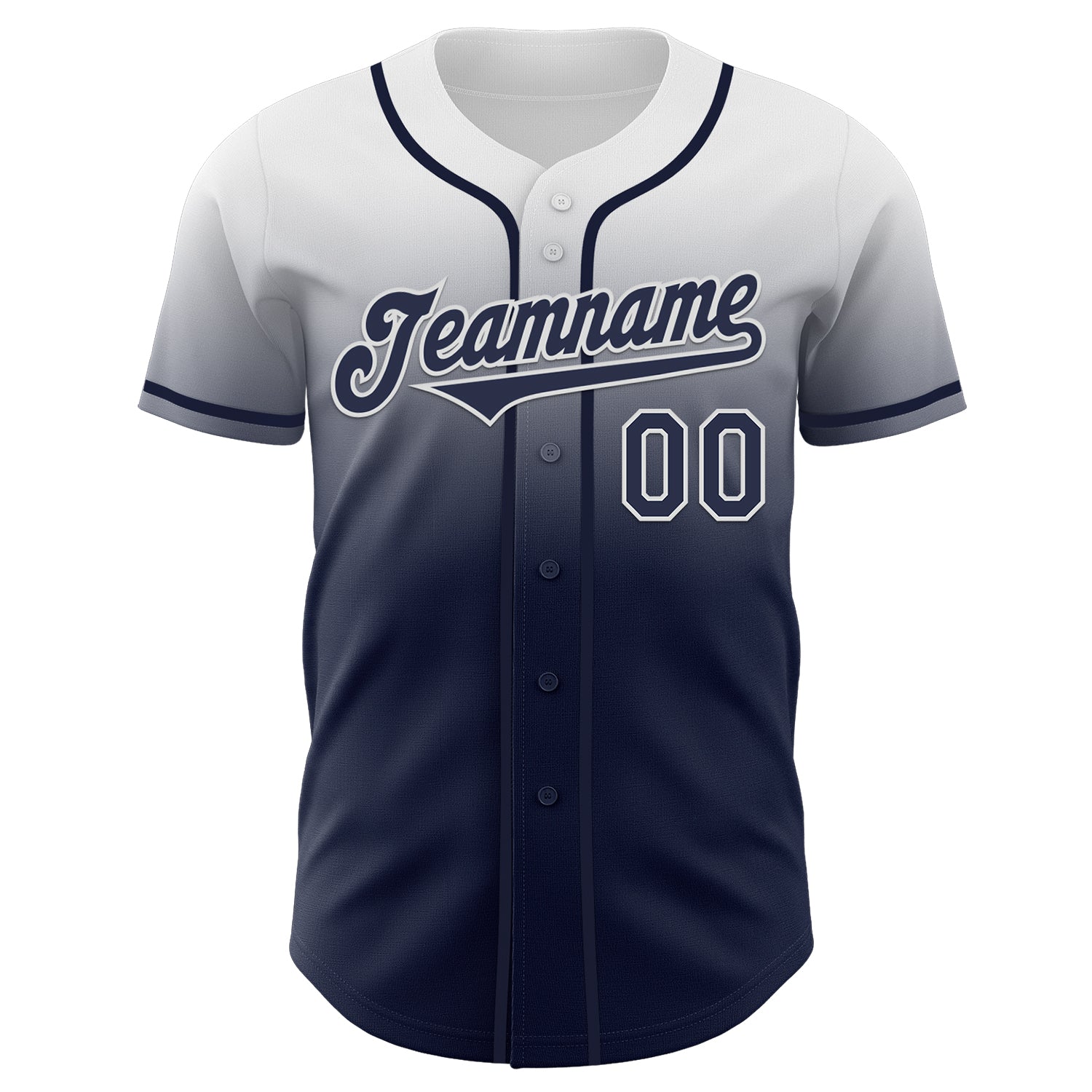 Custom White Navy Authentic Fade Fashion Baseball Jersey view 2