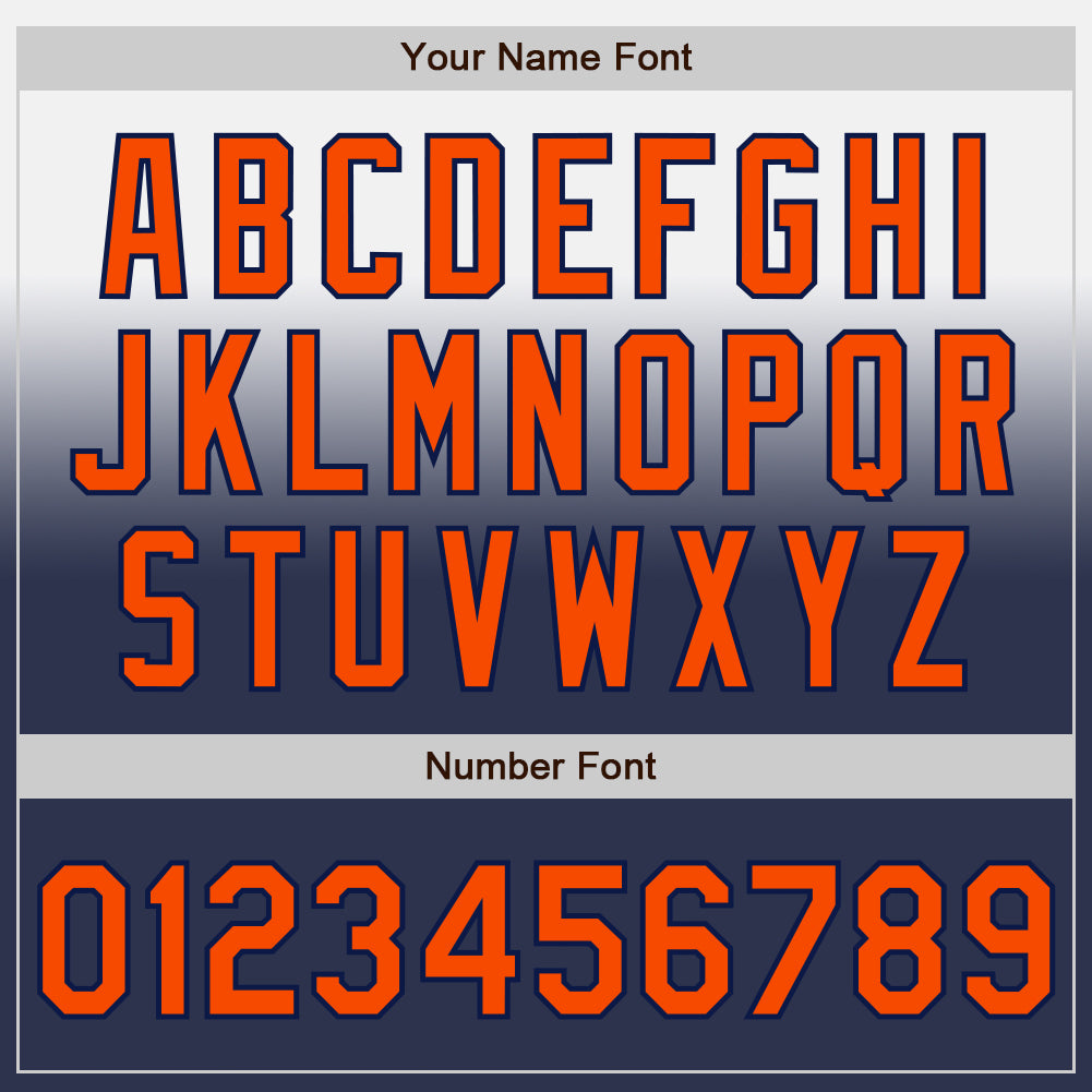 Custom White Orange-Navy Authentic Fade Fashion Baseball Jersey view 5