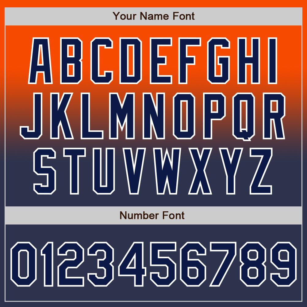 Custom Orange Navy-White Authentic Fade Fashion Baseball Jersey view 5