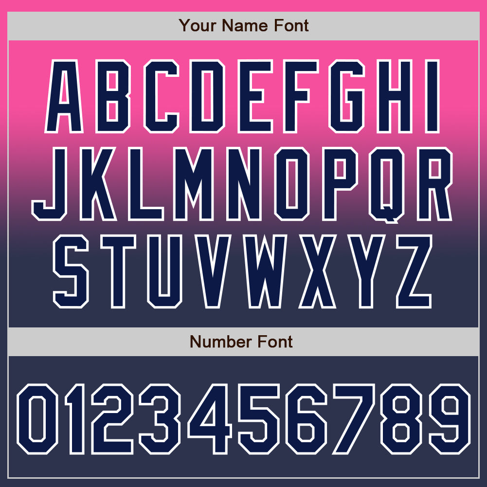 Custom Pink Navy-White Authentic Fade Fashion Baseball Jersey view 5