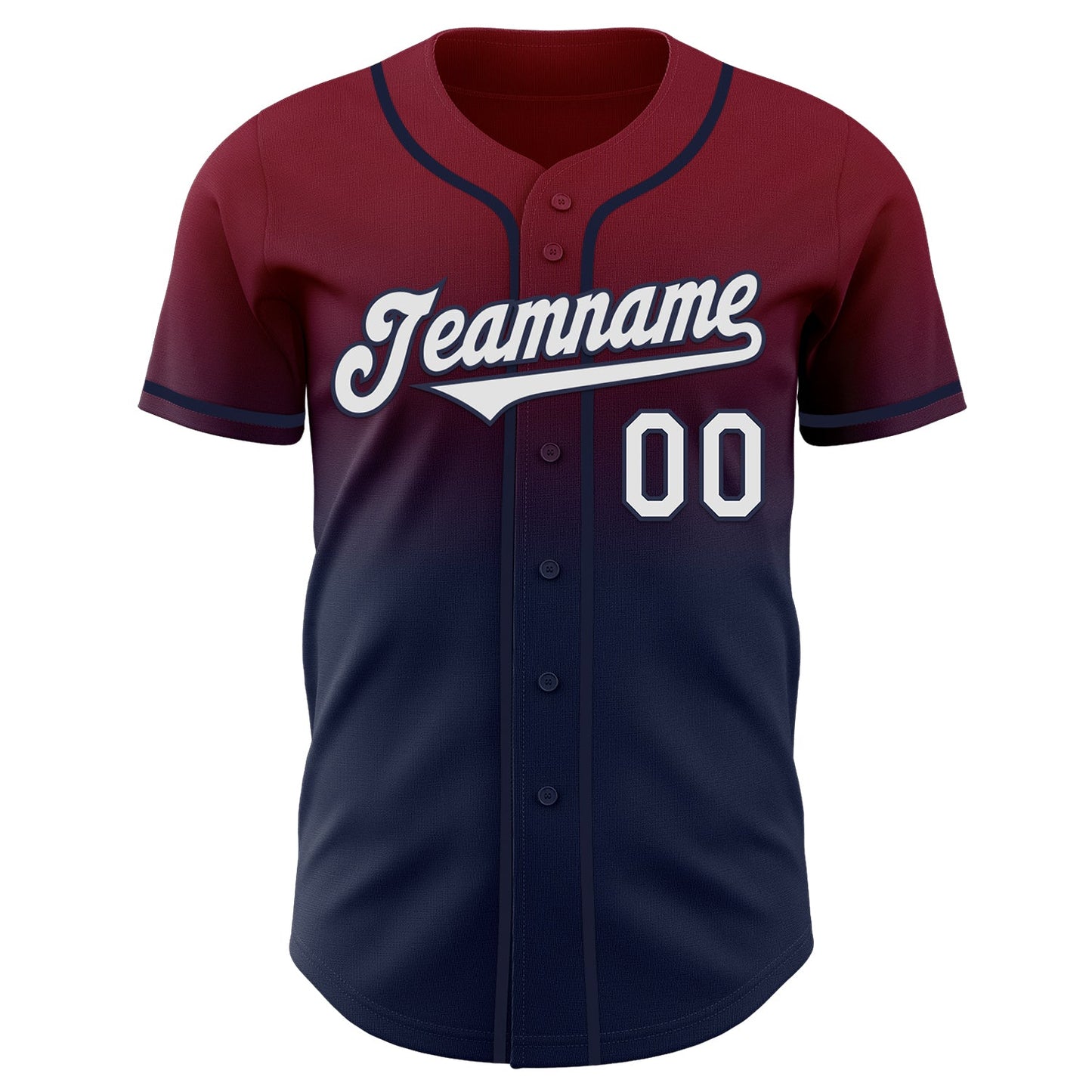 Custom Crimson White-Navy Authentic Fade Fashion Baseball Jersey view 2