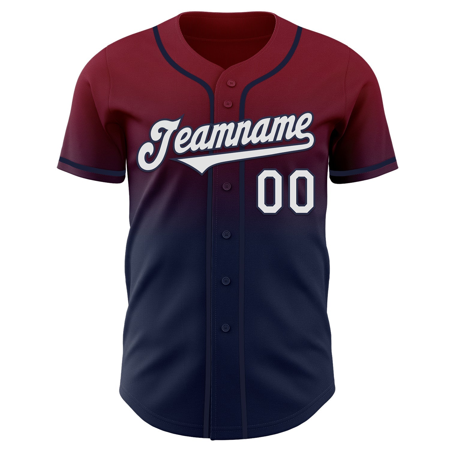 Custom Crimson White-Navy Authentic Fade Fashion Baseball Jersey view 2
