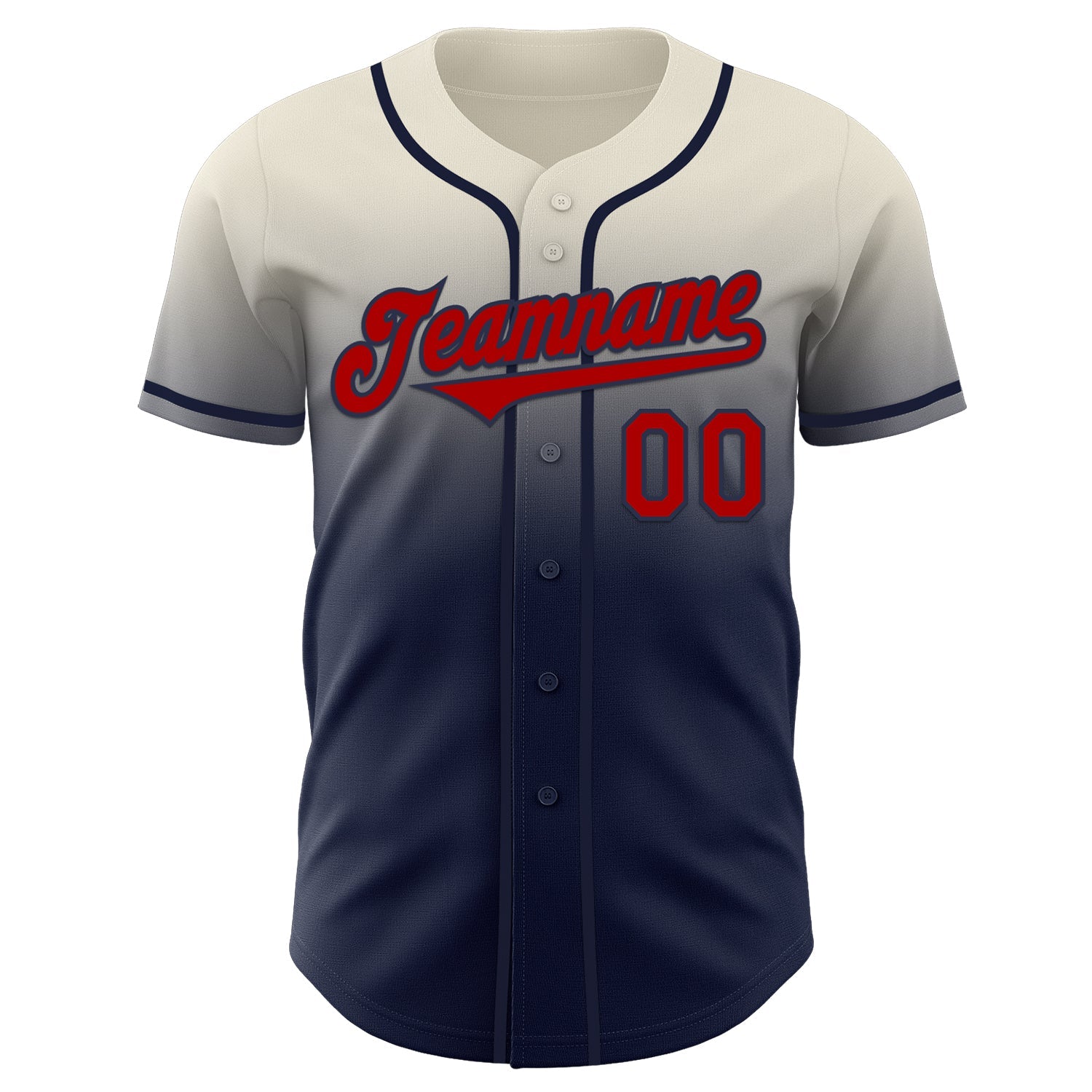 Custom Cream Red-Navy Authentic Fade Fashion Baseball Jersey view 2