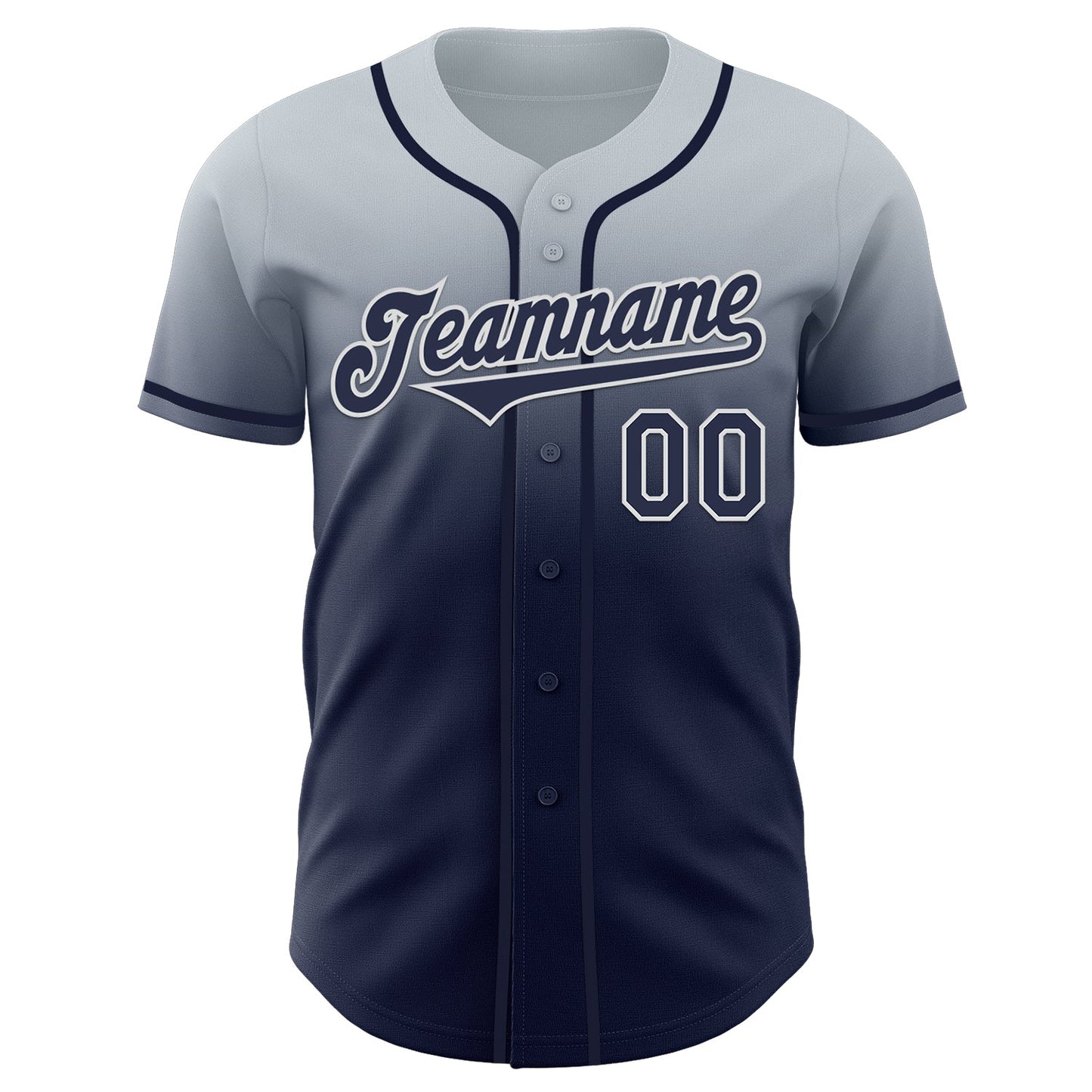 Custom Silver Navy-White Authentic Fade Fashion Baseball Jersey view 2