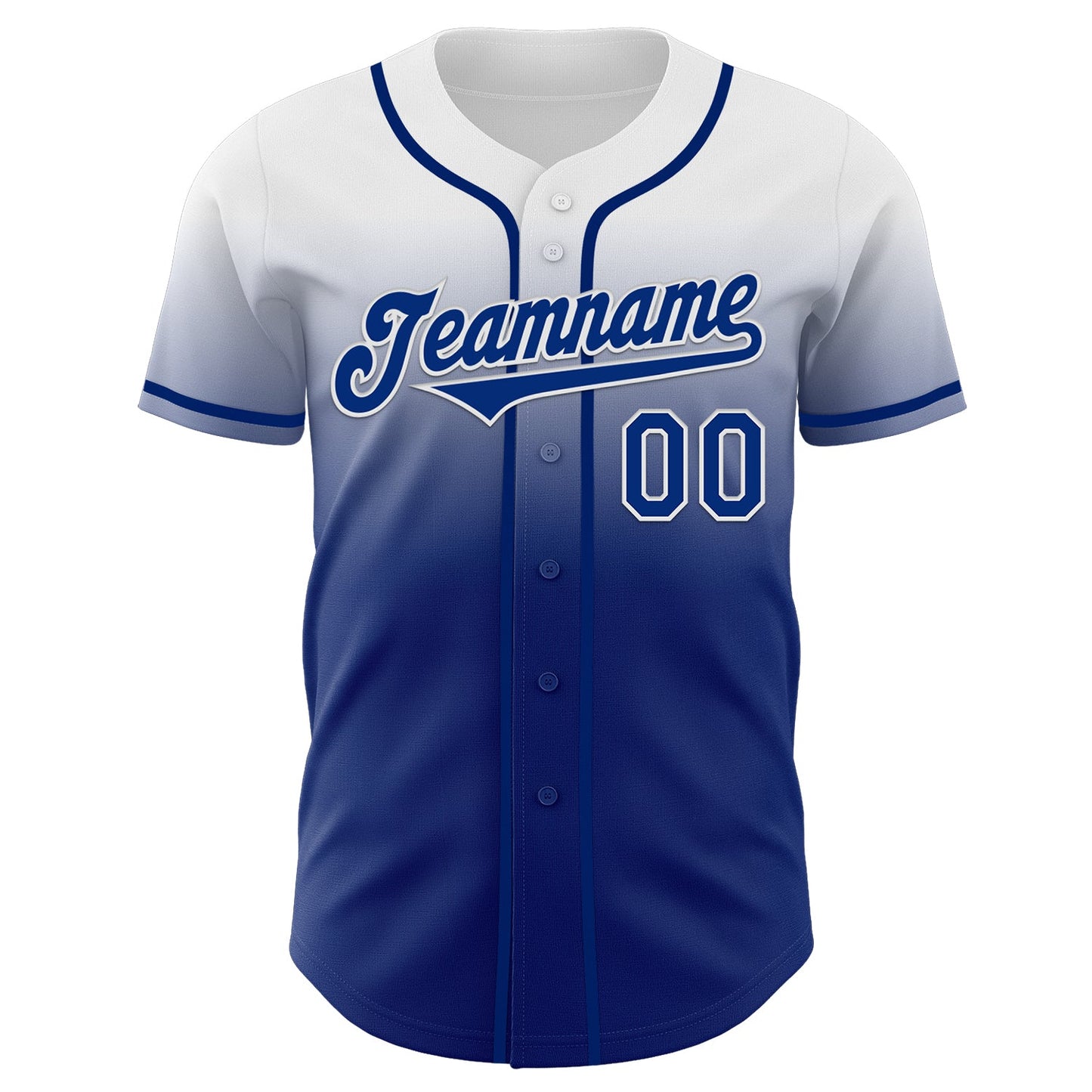 Custom White Royal Authentic Fade Fashion Baseball Jersey view 2