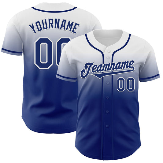 Custom White Royal Authentic Fade Fashion Baseball Jersey - Main View