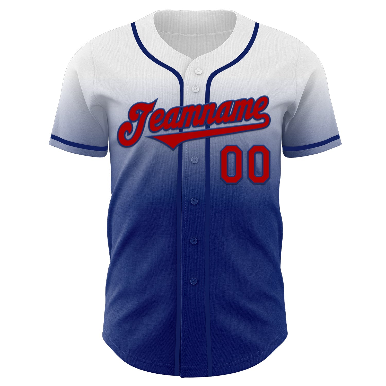 Custom White Red-Royal Authentic Fade Fashion Baseball Jersey view 2