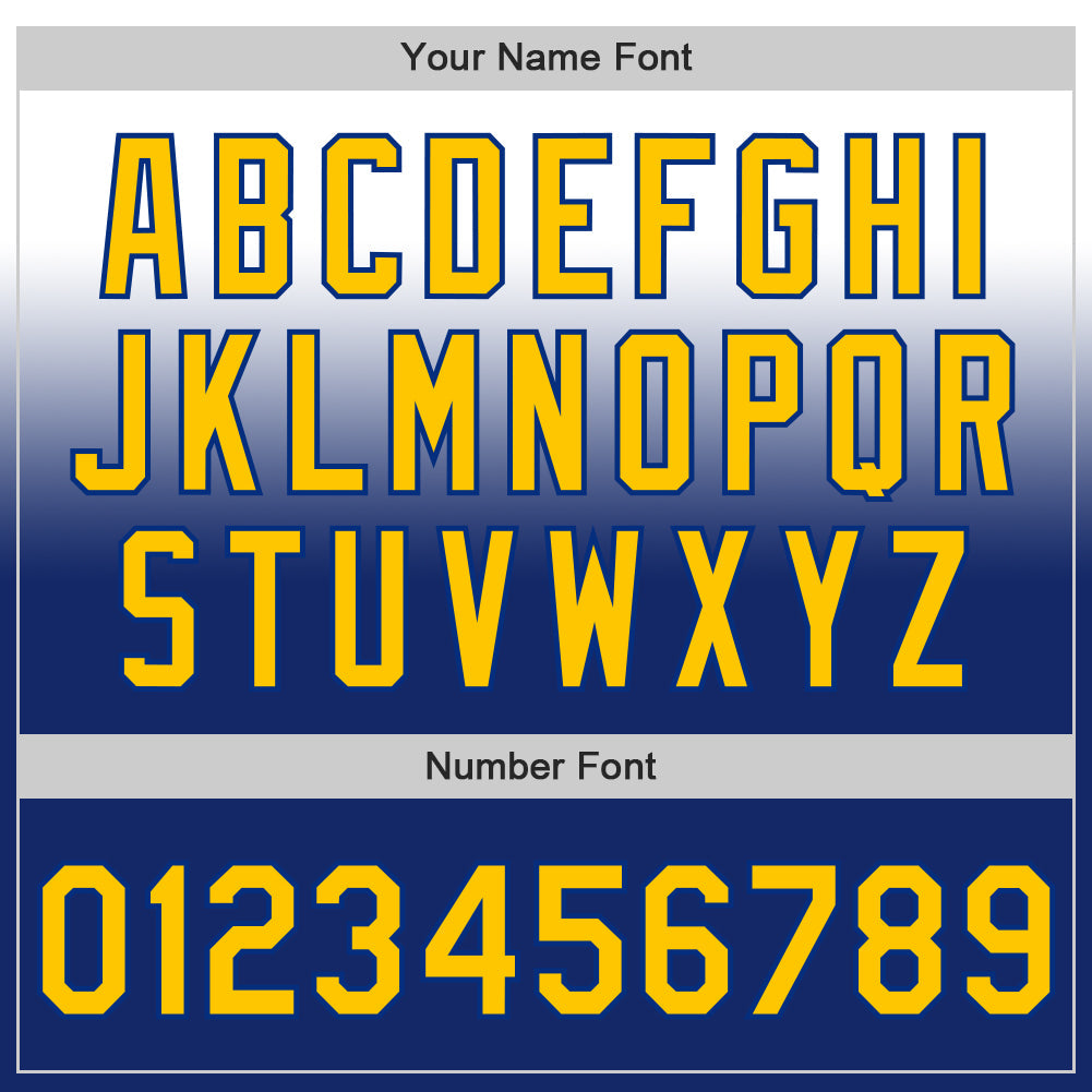 Custom White Yellow-Royal Authentic Fade Fashion Baseball Jersey view 5
