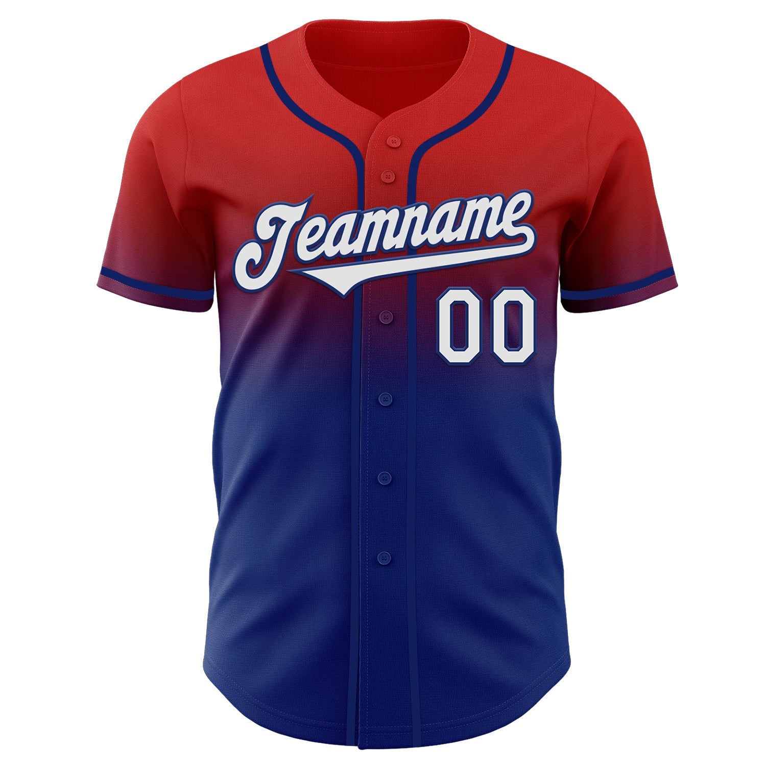 Custom Red White-Royal Authentic Fade Fashion Baseball Jersey view 2