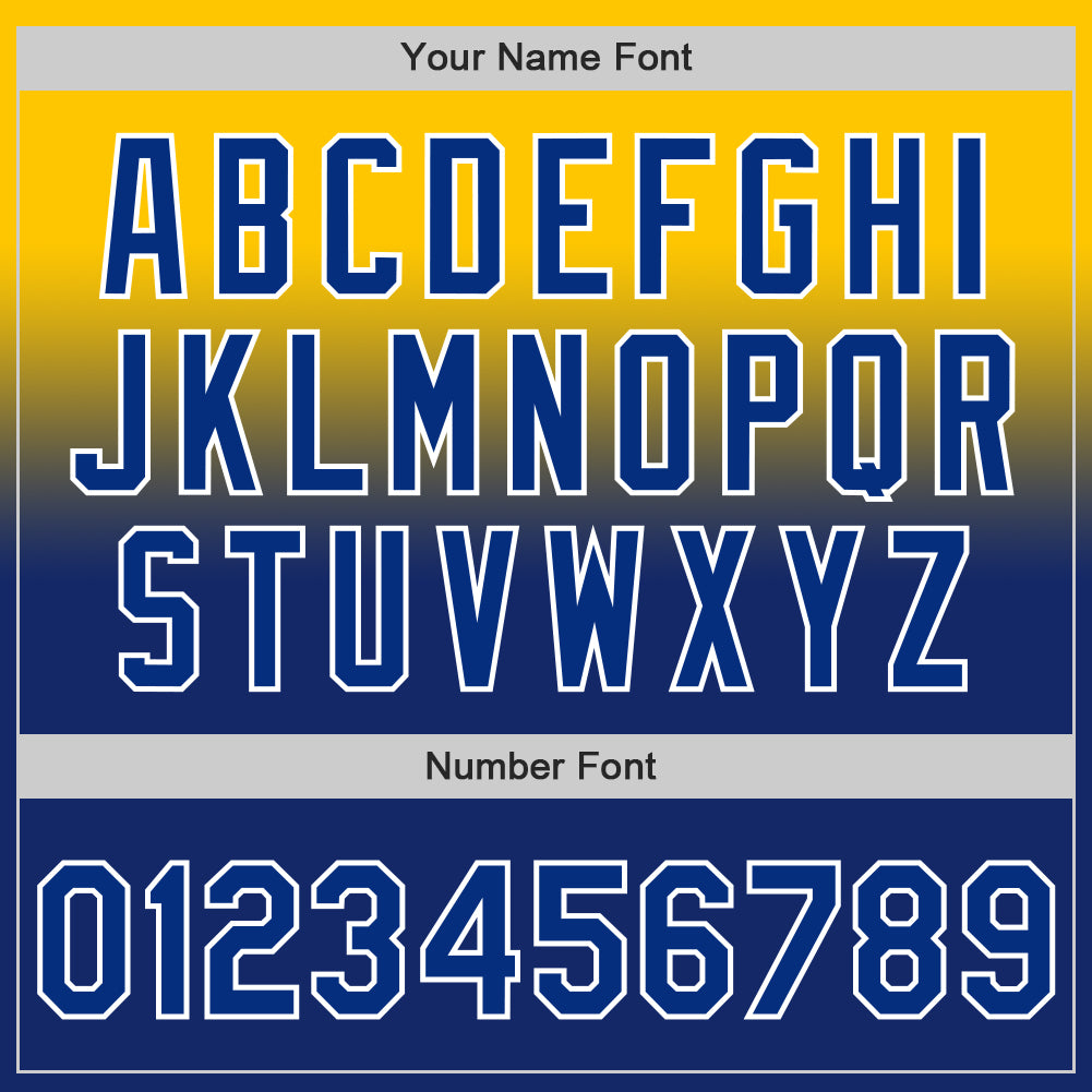 Custom Yellow Royal-White Authentic Fade Fashion Baseball Jersey view 5