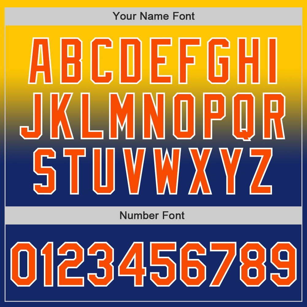 Custom Yellow Orange Royal-White Authentic Fade Fashion Baseball Jersey view 5