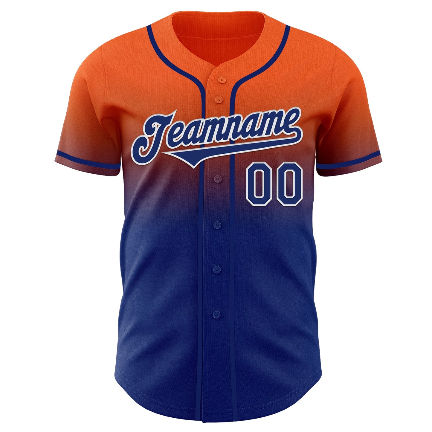 Custom Orange Royal-White Authentic Fade Fashion Baseball Jersey view 2