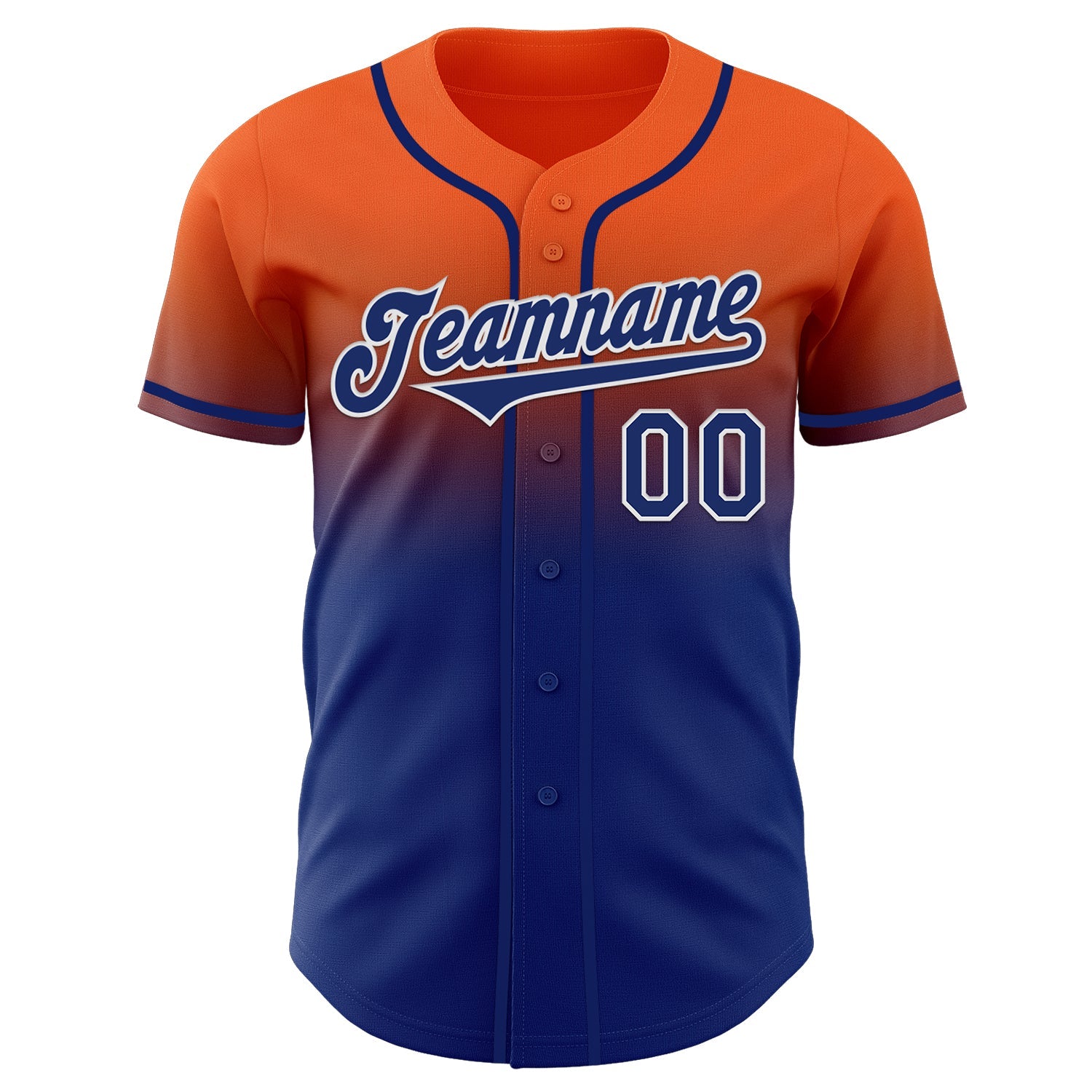 Custom Orange Royal-White Authentic Fade Fashion Baseball Jersey view 2
