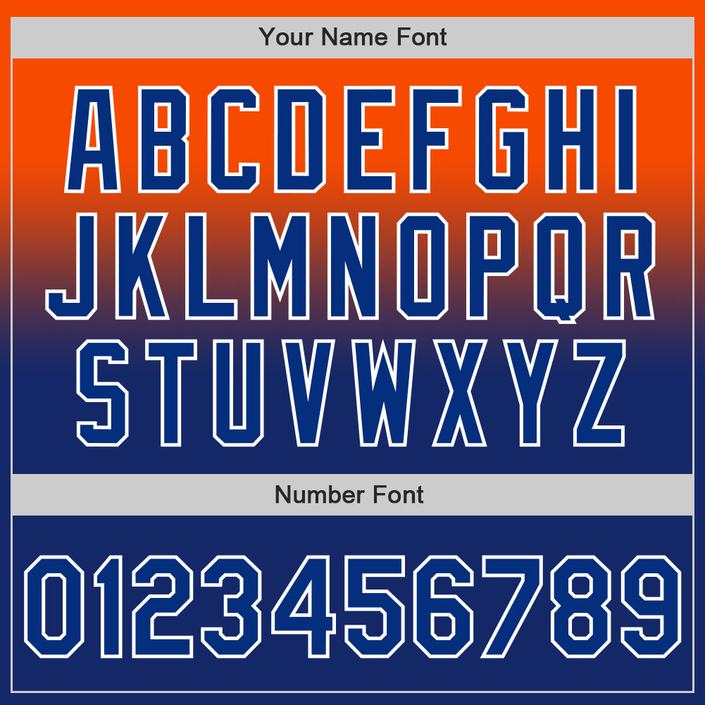 Custom Orange Royal-White Authentic Fade Fashion Baseball Jersey view 5