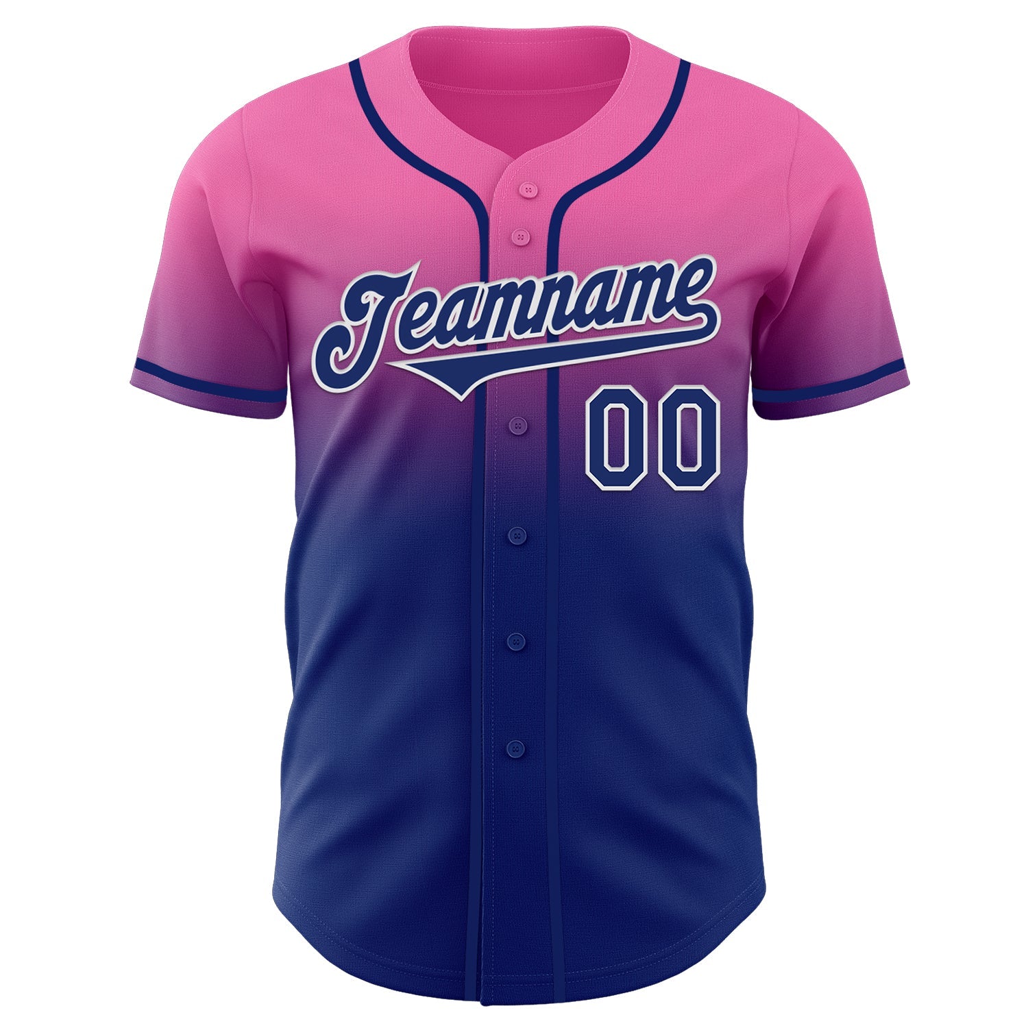 Custom Pink Royal-White Authentic Fade Fashion Baseball Jersey view 2